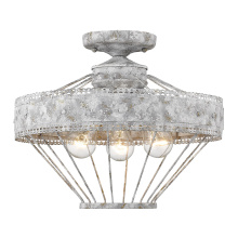 Golden 7856-SF OY - Wry Lighting Ferris 3-light Semi-Flush Mount in Oyster